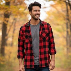 Alex Vando Mens Checkered Flannel Button Front Long Sleeve Shirt Size L‎ Outdoor